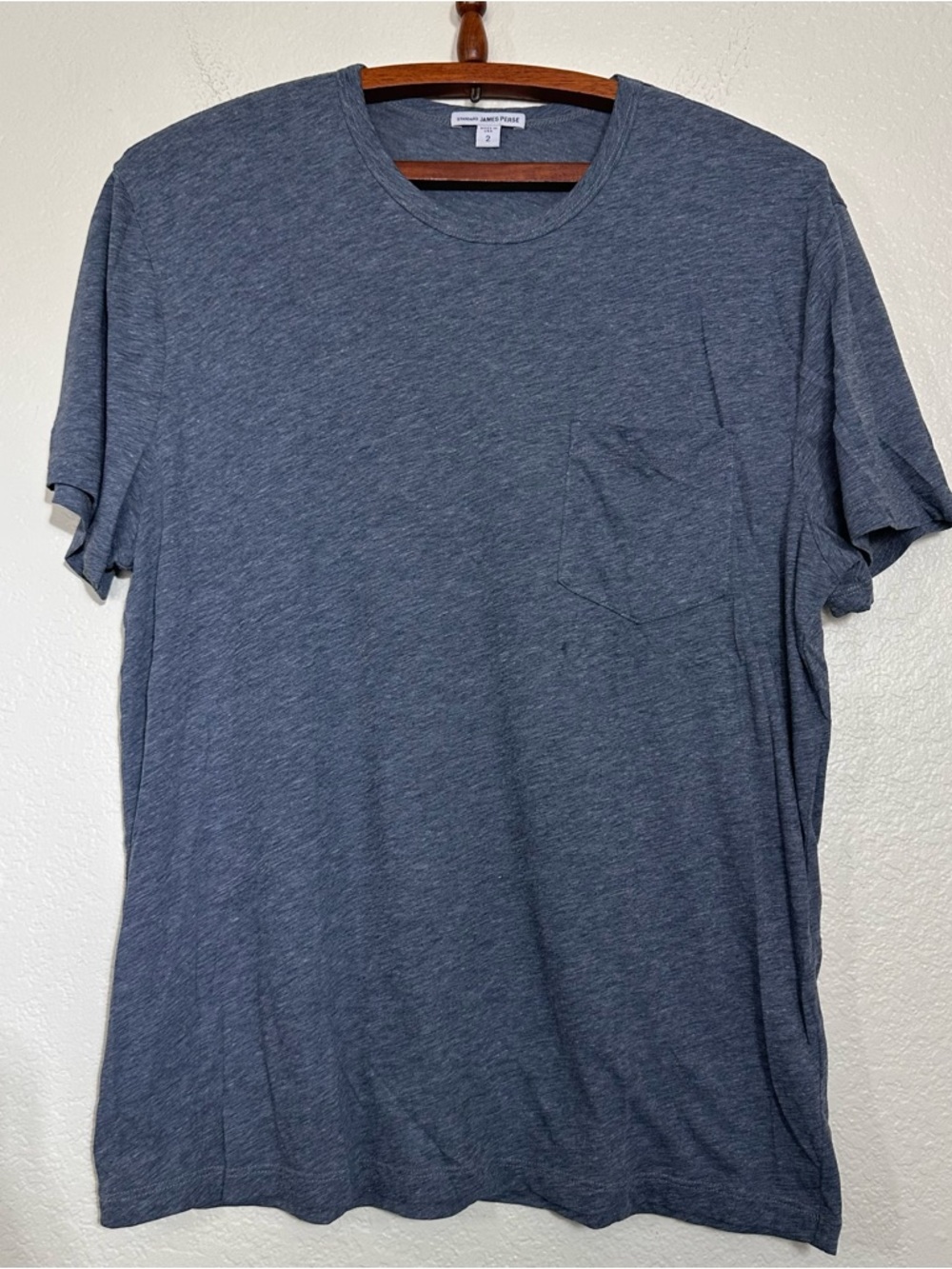 Standard James Perse Pocket T-Shirt Size 2 in Heather Blue